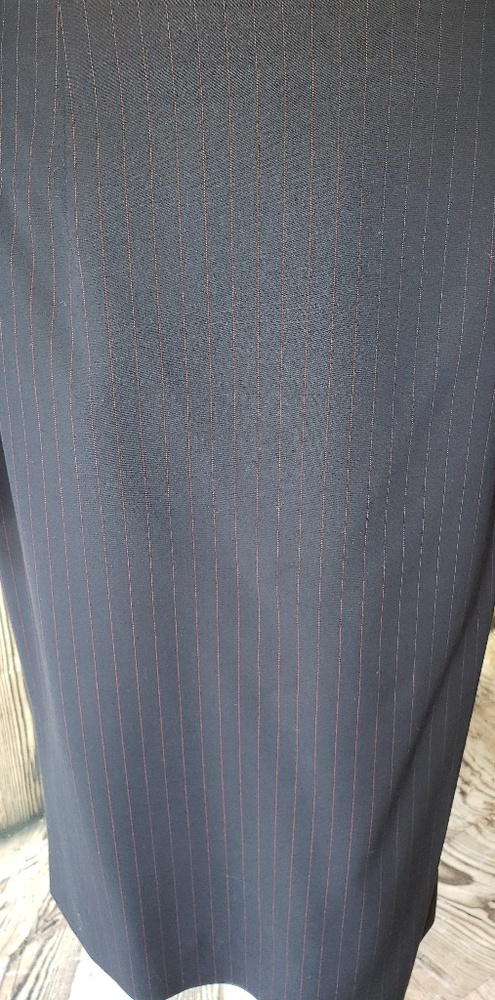 Rare! VINTAGE 90's Ralph Lauren Dbl Brst Red Pinstriped Skirt Suit, Navy, 10 - Picture 6 of 11
